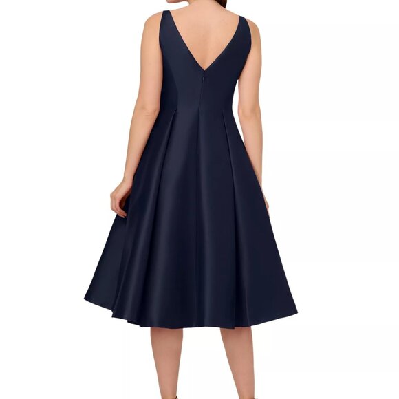 NWT Adrianna Papell Midnight Navy Women's Boat-Neck Fit & Flare Midi Dress - Picture 4 of 4